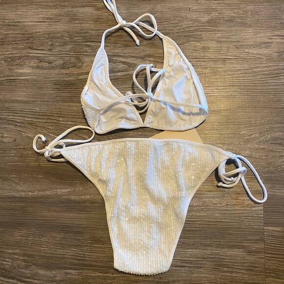 ADRIANA DEGREAS Sequin Sequin Triangle Bikini Set - Picture 5 of 7